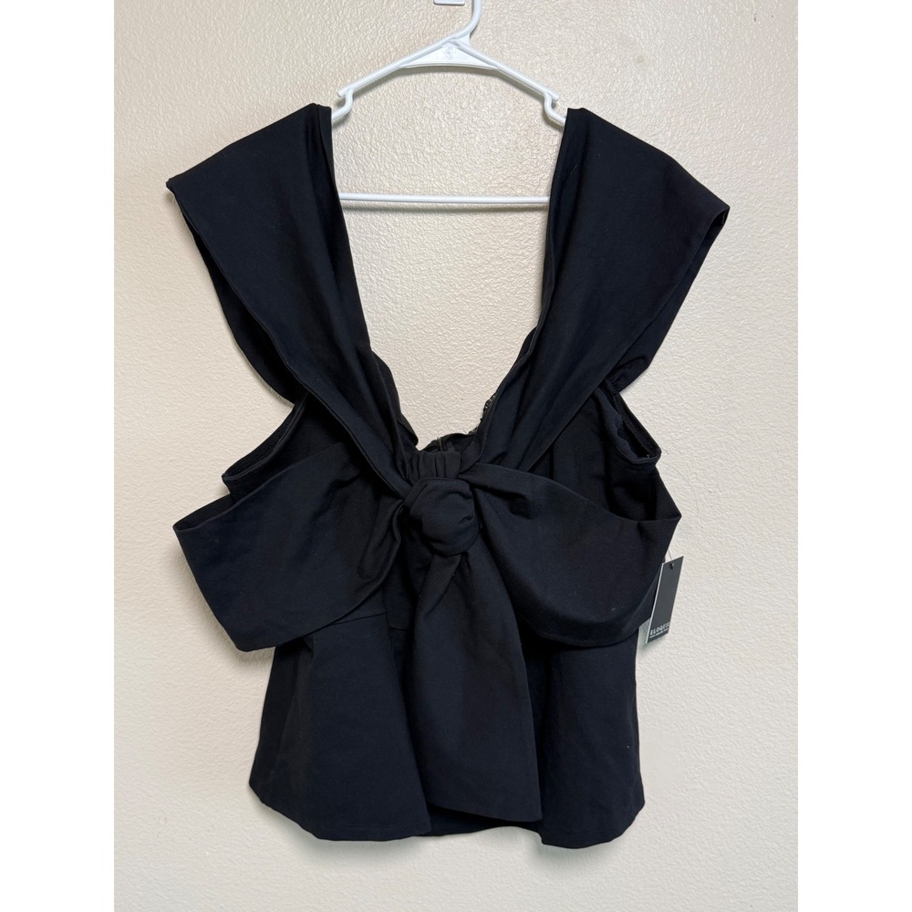 Eloquii Black Peplum Top Back Bow Sleeveless V-Back Blouse NWT Plus Size 24